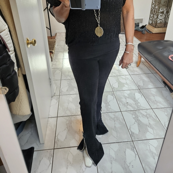 Cinq a Sept - Black Rhinestone Bow Kalli Pants - Picture 4 of 10